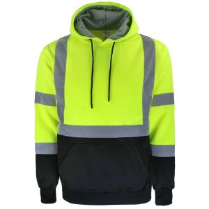 Safety Brite SB-C3MWBBP Class 3 Hi Vis Pullover Sweatshirt with Black Bottom